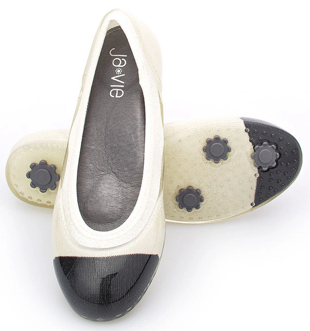 Ja Vie Chic: Black Caps & White Jelly Flats Duo
