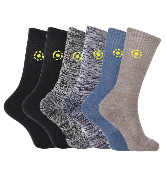 Cozy Comfort: Merino Wool Crew Socks, 6-Pack - Your Feet's Best Friend!