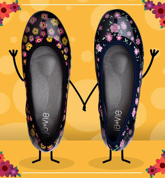 Ja-vie Floral Navy Jelly Flats: Effortless Style for Little Steps.